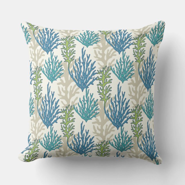 Coral Seaweed Pattern throw pillows (Front)