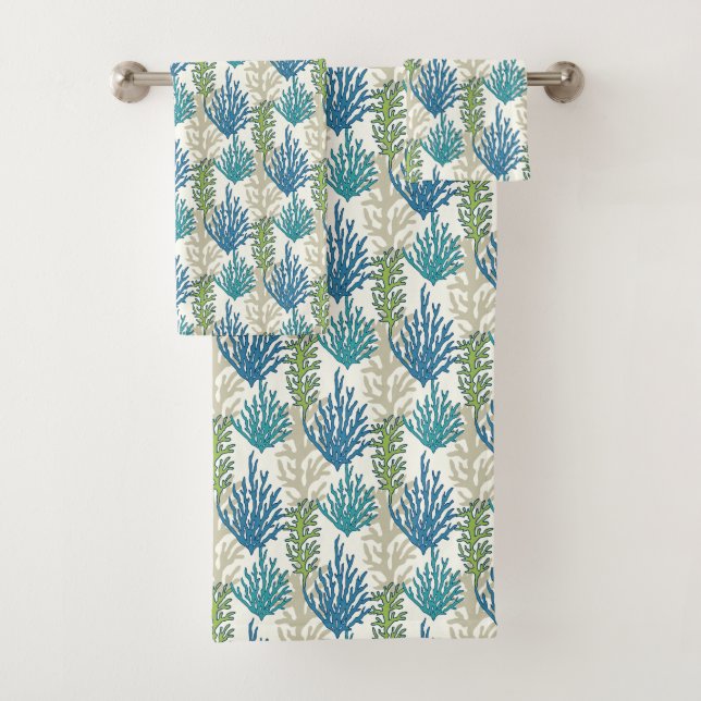 Coral Seaweed Pattern towel set (Insitu)