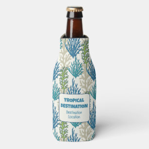 Coral Seaweeds custom text Bottle Cooler
