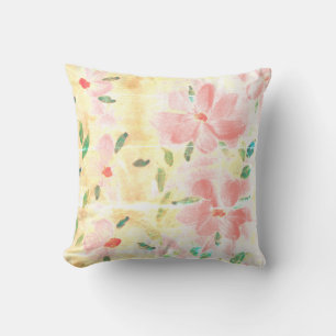 Coral Shabby Chic Floral Cushion