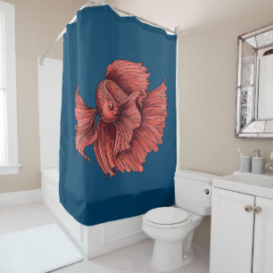 Coral Siamese fighting fish Shower Curtain