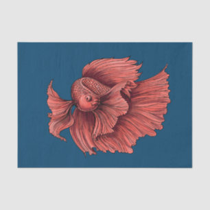 Coral Siamese fighting fish Tissue Paper