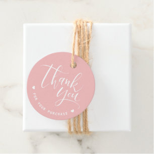 Coral Simple Modern Script Business Thank You Favour Tags