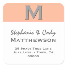 CORAL Simple Monogram Address Label V28