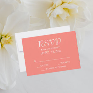 Coral Simple Style Wedding RSVP Card