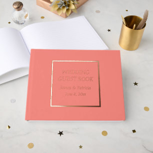 Coral Simple Stylised Lettering Wedding Guest Book