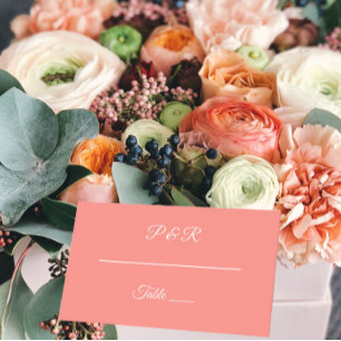 Coral Simple Stylised Script Wedding Place Card