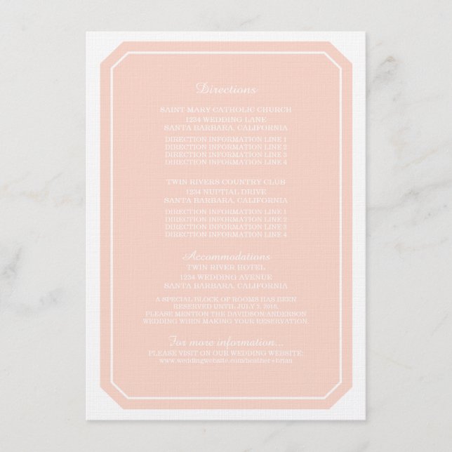 Coral Simply Elegant Information Card (Front)