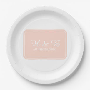 Coral Simply Elegant Wedding Paper Plate