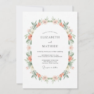 Coral Soft Floral Romance Wedding Invitation