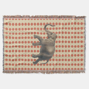 Coral Spice Moods Dots with Elephant Throw Blanket
