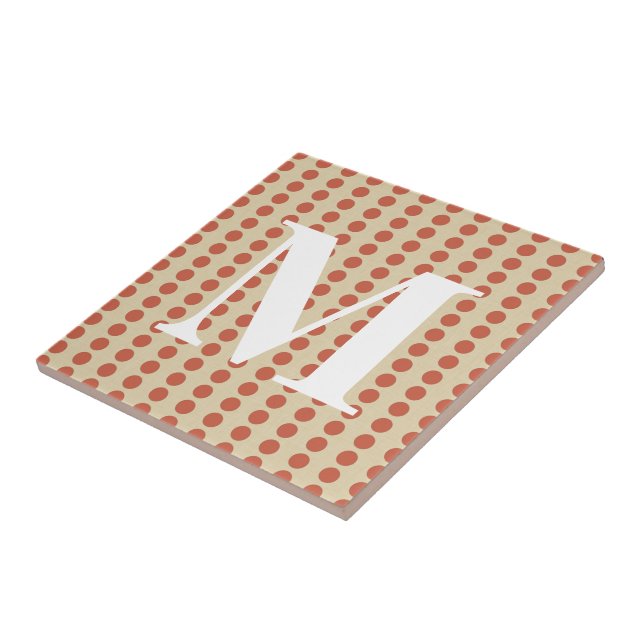 Coral Spice Moods Dots with monogram Tile (Side)