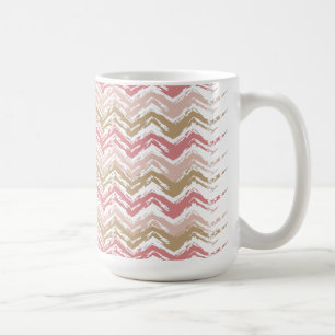 Coral Spice Scribble ZigZag Chevron Pattern Coffee Mug