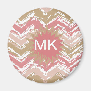 Coral Spice Scribble ZigZag Chevron Pattern Magnet