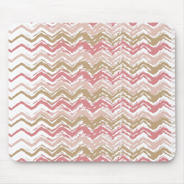Coral Spice Scribble ZigZag Chevron Pattern Mouse Pad (Front)