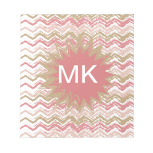 Coral Spice Scribble ZigZag Chevron Pattern Notepad