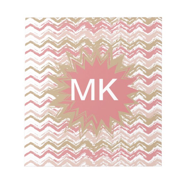 Coral Spice Scribble ZigZag Chevron Pattern Notepad (Front)