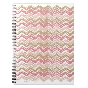 Coral Spice Scribble ZigZag Chevron Pattern Spiral Notebook