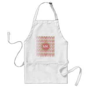 Coral Spice Scribble ZigZag Chevron Pattern Standard Apron