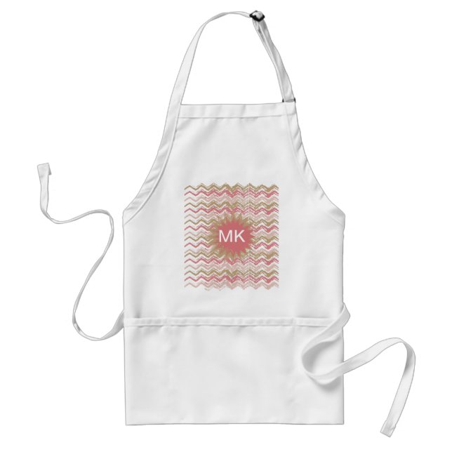 Coral Spice Scribble ZigZag Chevron Pattern Standard Apron (Front)