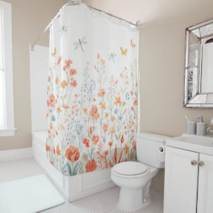 Coral Spring Blooms Shower Curtain