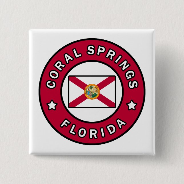 Coral Springs Florida 15 Cm Square Badge (Front)