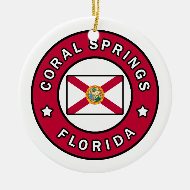 Coral Springs Florida Ceramic Tree Decoration (Front)