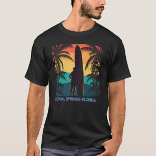 Coral Springs Florida Fl Palm Tree Surfboard Surfe T-Shirt