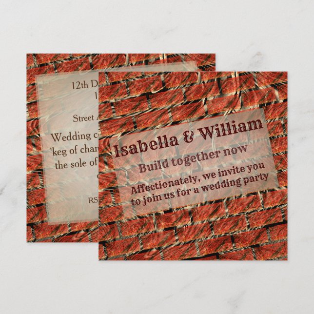 Coral stained, scratches, grate or brick wall invitation (Front/Back)