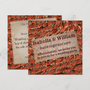 Coral stained, scratches, grate or brick wall invitation