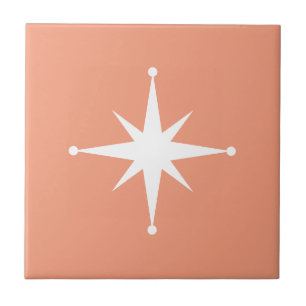 Coral Starburst Mid Century Modern Retro Tile