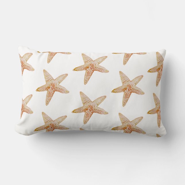 Coral Starfish Beach Pattern Pillow (Front)
