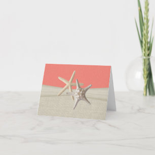 Coral Starfish Rustic Thank You Card