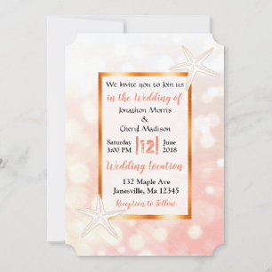 Coral Starfish Tropical Wedding Invitations