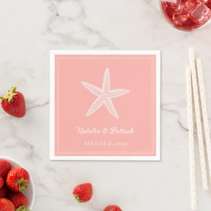 Coral Starfish Wedding Napkin