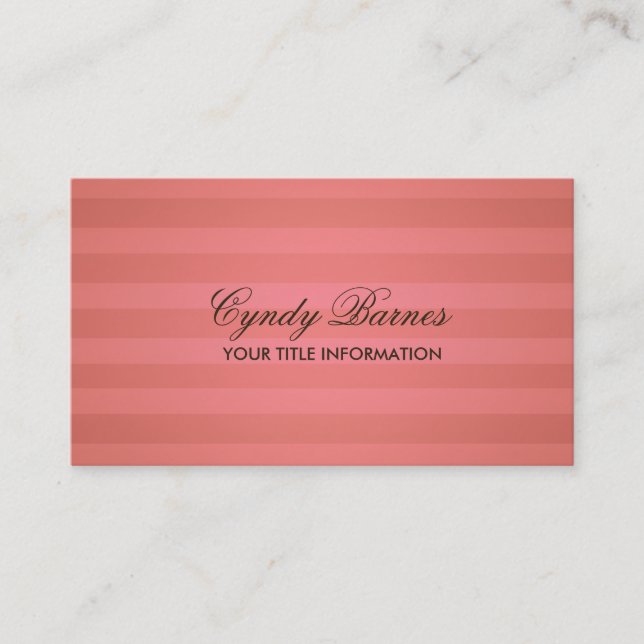 Coral Stripe Business Card (Front)