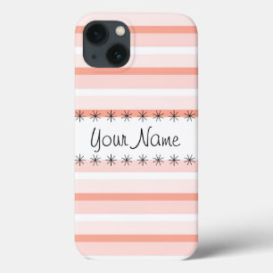 Coral Stripe 'Name' iPad Mini case