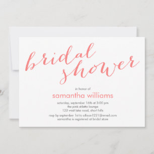 Coral Stripes Bridal Shower Invitation