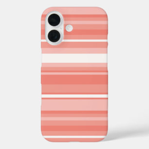 Coral stripes iPhone 16 case