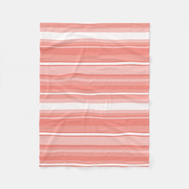 Coral stripes fleece blanket (Front)