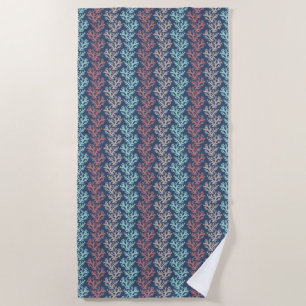 Coral Stripes Navy Beach Towel