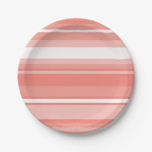 Coral stripes paper plate