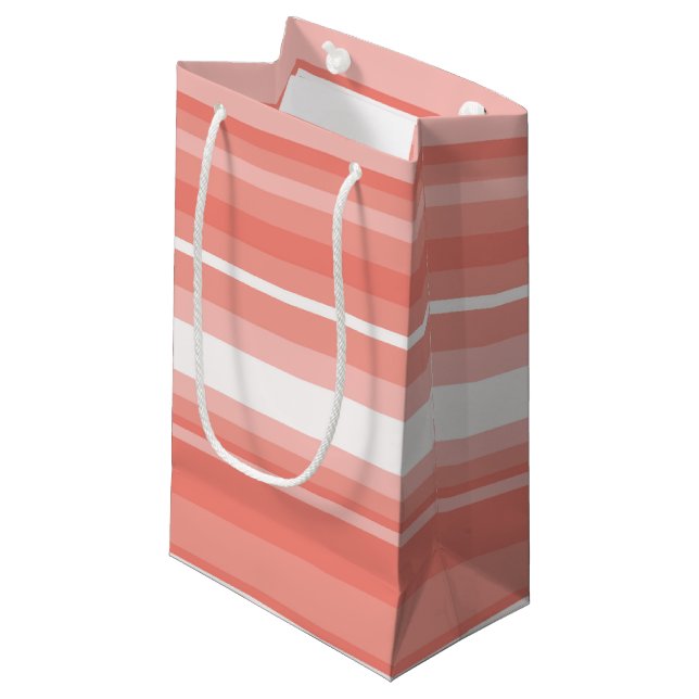 Coral stripes small gift bag (Front Angled)