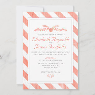 Coral Stripes Wedding Invitations