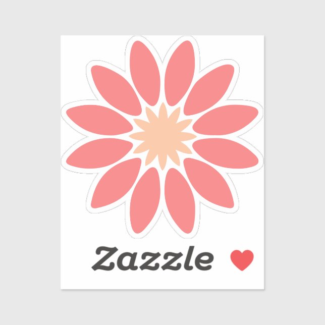 Coral Stylised Daisy Custom-Cut Vinyl Sticker (Sheet)