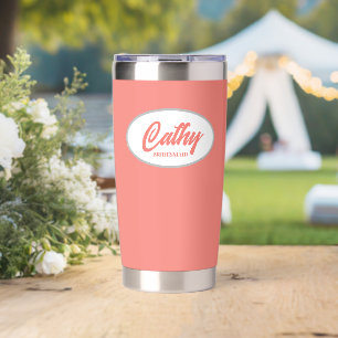 Coral Stylised Wedding Bridesmaid Insulated Tumbler