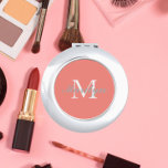 Coral Stylised Wedding Bridesmaid Monogram Compact Mirror<br><div class="desc">A personalised compact mirror for your wedding bridesmaid or maid of honour that has her initial and name stylised on a trendy,  coral colour background. Edit to replace initial and name. Select your compact mirror style.</div>
