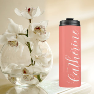 Coral Stylised Wedding Bridesmaid Thermal Tumbler