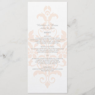 Coral Subtle Damask Wedding Menu