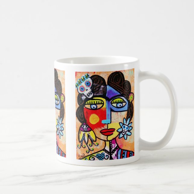 Coral Sugar Skull mug, coffee, tea Coffee Mug (Right)